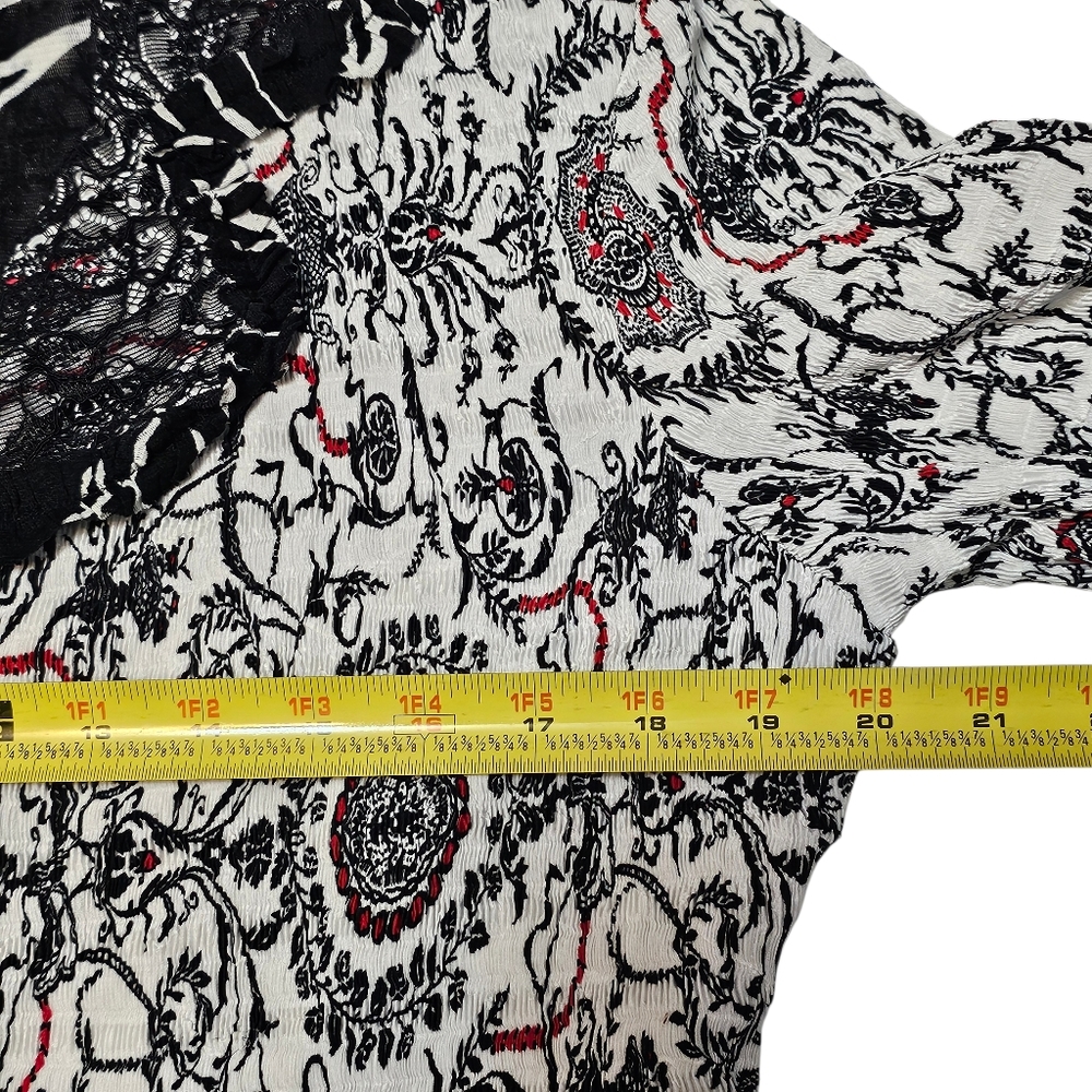 Alberto Makali Boho Lace Trim Medallion Jacket Crinkle Knit Art-To-Wear Y2K XL - Picture 11 of 15